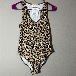 Zenana Leopard Print Bodysuit NWT